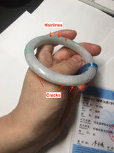 Load image into Gallery viewer, 56.5mm certified 100% natural type A white/light green white purple jadeite jade bangle AH96-0543