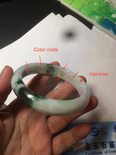 Load image into Gallery viewer, 60mm certified 100% natural type A green white jadeite jade bangle AY75-1734