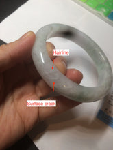 Load image into Gallery viewer, 61.8 mm certified type A 100% Natural light green/white/purple chubby Jadeite Jade bangle BH44-2807