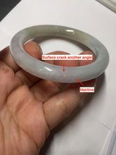 Load image into Gallery viewer, 54.6mm certified 100% natural Type A light gray white purple round cut jadeite jade bangle AA120-4902