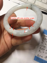 Load image into Gallery viewer, 53.5mm Certified Type A 100% Natural light green white round cut Jadeite bangle PF60-0516