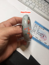 Load image into Gallery viewer, 55.4mm certified Type A 100% Natural light purple with green floating flowers Jadeite Jade bangle AU11-1260