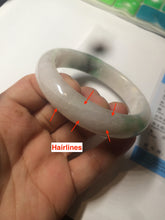 Load image into Gallery viewer, 57mm Certificated Type A 100% Natural white/sunny green/purple jadeite jade bangle C90-9145