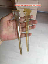 Load image into Gallery viewer, 100% Natural Buffalo Horn carved flowers/bamboo/Auspicious Clouds/love bird stick hairpin CB81 (Add-on item! not for sale individually)