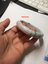 Load image into Gallery viewer, 60.5mm certified type A 100% Natural sunny green/purple chubby Jadeite jade bangle PH188-1255