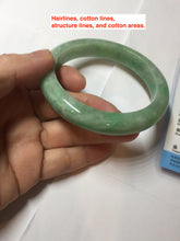 Load image into Gallery viewer, 60mm Certified Type A 100% Natural sunny green gray Jadeite Jade bangle BG234-9885