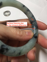 Load image into Gallery viewer, 58.3mm Certified Type A 100% Natural light green with flying dark green flowers chubby round cut Jadeite bangle PE20-5954