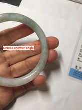 Load image into Gallery viewer, 57.5mm certified 100% natural Type A light green white round cut jadeite jade bangle PE11-3843