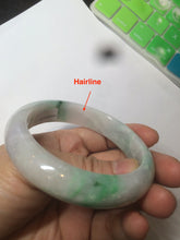 Load image into Gallery viewer, 56.4 mm certificated Type A 100% Natural sunny green/white/purple Jadeite Jade bangle S59-4130