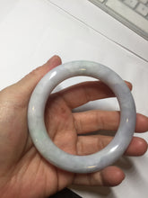 Load image into Gallery viewer, 56.2mm certified 100% natural light green/white/purple chubby round cut jadeite jade bangle BS37-(5563)