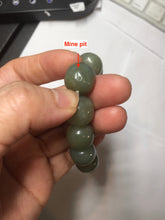 Load image into Gallery viewer, 100% Natural 13.8x12.5mm dark green/gray/brown vintage style nephrite Jade bead bracelet HF76