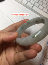 Load image into Gallery viewer, 54.5mm Certified 100% natural Type A white with green floating flowers jadeite jade bangle BN19-7053