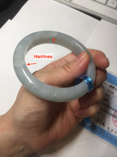 Load image into Gallery viewer, 56.3mm certified 100% natural type A icy watery white light green chubby jadeite jade bangle AH97-0549