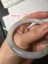Load image into Gallery viewer, 58mm certified Type A 100% Natural light purple white brown with brown floating flowers round cut Jadeite Jade bangle PC156-4096