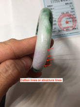 Load image into Gallery viewer, 55.5mm Certified 100% natural Type A Green & Light Purple jadeite jade bangle PH246-0510
