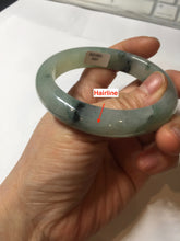 Load image into Gallery viewer, 55.2mm certified type A 100% Natural icy watery light green with dark green flowers jadeite jade bangle PH58-1057