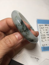 Load image into Gallery viewer, 53mm Certified Type A 100% Natural green white with green floating flowers Jadeite Jade bangle AM97-2725