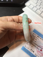 Load image into Gallery viewer, 55.8mm certified type A 100% Natural sunny green white flying flowers jadeite jade bangle AX129-5234
