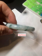 Load image into Gallery viewer, 55.5mm certificated Type A 100% Natural light green/white with green floating flowers Jadeite Jade bangle AM82-1632