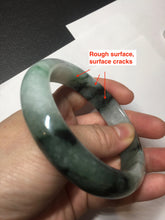 Load image into Gallery viewer, 60.3mm certified type A 100% Natural green/black Jadeite Jade bangle BM42-8565