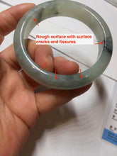 Load image into Gallery viewer, 55.5mm certified type A 100% Natural icy watery light green with dark green flowers jadeite jade bangle PH59-1059