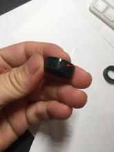 Load image into Gallery viewer, 100% natural type A dark green/sunny green/black jadeite jade band ring PB222