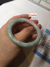 Load image into Gallery viewer, 53.6mm certified 100% natural type A white/sunny green round cut jadeite jade bangle AU38-9812