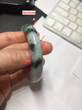 Load image into Gallery viewer, 56.4mm certified 100% natural Type A light green white with green floating flowers jadeite jade bangle BS123-7295
