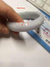 Load image into Gallery viewer, 54.6mm certified 100% natural Type A light gray white purple chubby jadeite jade bangle PH150-4758