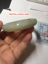 Load image into Gallery viewer, 51mm Certified 100% Natural icy waery light green/yellow/gray nephrite jade bangle HN37-3595