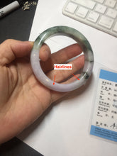 Load image into Gallery viewer, 54.8mm certified 100% natural Type A light purple dark green jadeite jade bangle E141-3921