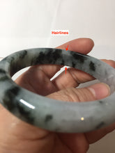 Load image into Gallery viewer, 57.2mm certified 100% natural Type A dark green black purple white Blooming Ink(水墨花开) jadeite jade bangle PB293-0507