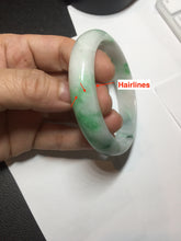 Load image into Gallery viewer, 58mm Certified Type A 100% Natural sunny green/white Jadeite Jade bangle BN16-7069