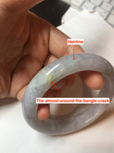 Load image into Gallery viewer, Shopify Only. 57mm Certified Type A 100% Natural icy watery green purple Jadeite Jade bangle BM85-8637