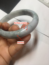 Load image into Gallery viewer, 58.5mm certified 100% natural Type A light green/purple white Snowy Pine Forest jadeite jade bangle PC199-3043