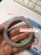 Load image into Gallery viewer, 53.4mm certified 100% natural Type A gray green white purple round cut jadeite jade bangle AA122-4914