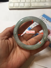 Load image into Gallery viewer, 57.5mm certified type A 100% Natural icy watery light green/purple/white chubby Jadeite jade bangle PF77-1315