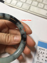 Load image into Gallery viewer, 58mm 100% Natural type A icy watery green dark carved flowers golden-painted round cut Jadeite Jade bangle PH76-5856