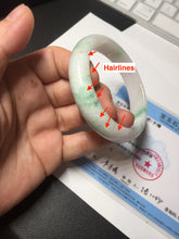 Load image into Gallery viewer, 53mm Certified Type A 100% Natural sunny green white(白底青) Jadeite Jade bangle BP45-3174