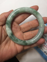 Load image into Gallery viewer, 55.8mm certified 100% natural Type A light green white with green floating flowers round cut jadeite jade bangle BS93-6606