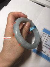 Load image into Gallery viewer, 56.3mm certified 100% natural type A icy watery white light green chubby jadeite jade bangle AH97-0549