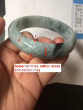 Load image into Gallery viewer, 58mm certified Type A 100% Natural light green gray chubby Jadeite Jade bangle BS115-6636