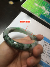 Load image into Gallery viewer, 56.3mm certified 100% natural Type A dark green/sunny green jadeite jade bangle K106-2835