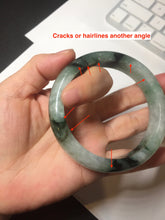 Load image into Gallery viewer, 60.3mm certified type A 100% Natural green/black Jadeite Jade bangle BM42-8565