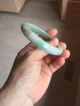 Load image into Gallery viewer, 54.2mm certified 100% natural Type A sunny green gray purple carved and golden-painted round cut jadeite jade bangle PJ65