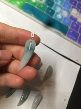 Load image into Gallery viewer, 100% Natural type A icy purple/green/white wolf fang Jadeite Jade pendant AX24