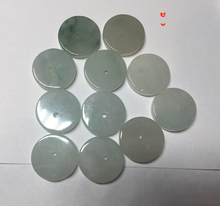 Load image into Gallery viewer, 14.8mm Type A 100% Natural icy watery light purple/yellow/white /green Jadeite Jade Safety Guardian Button Pendant group AX161