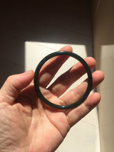 Load image into Gallery viewer, 54-64mm certified 100% Natural dark green black (青玉) slim round cut nephrite group Jade bangle HT106