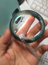 Load image into Gallery viewer, 55.5mm Certified Type A 100% Natural deep sea green/blue/gray/white Guatemala Jadeite bangle PC35-8521