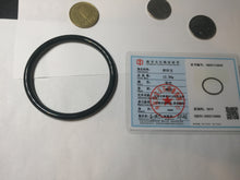 Load image into Gallery viewer, 54-64mm certified 100% Natural dark green black (青玉) slim round cut nephrite group Jade bangle HT106